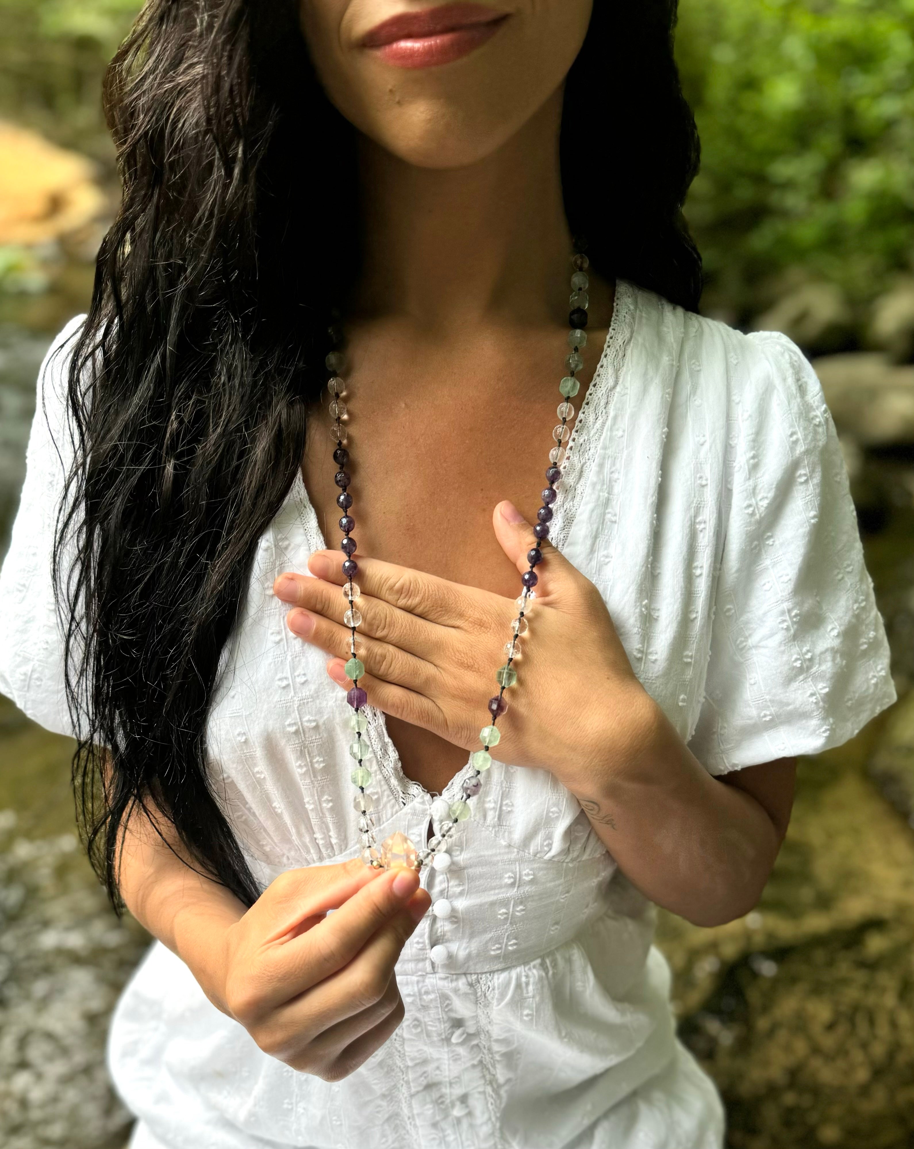 Genuine Red Ruby-Emerald-Tanzanite-Sapphire-Super Seven-Hermiker Diamonds-Crystal Necklaces